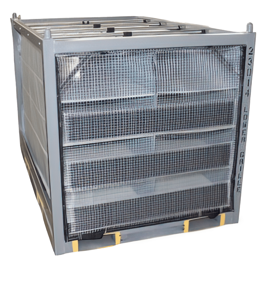 Textile dunnage in a steel rack