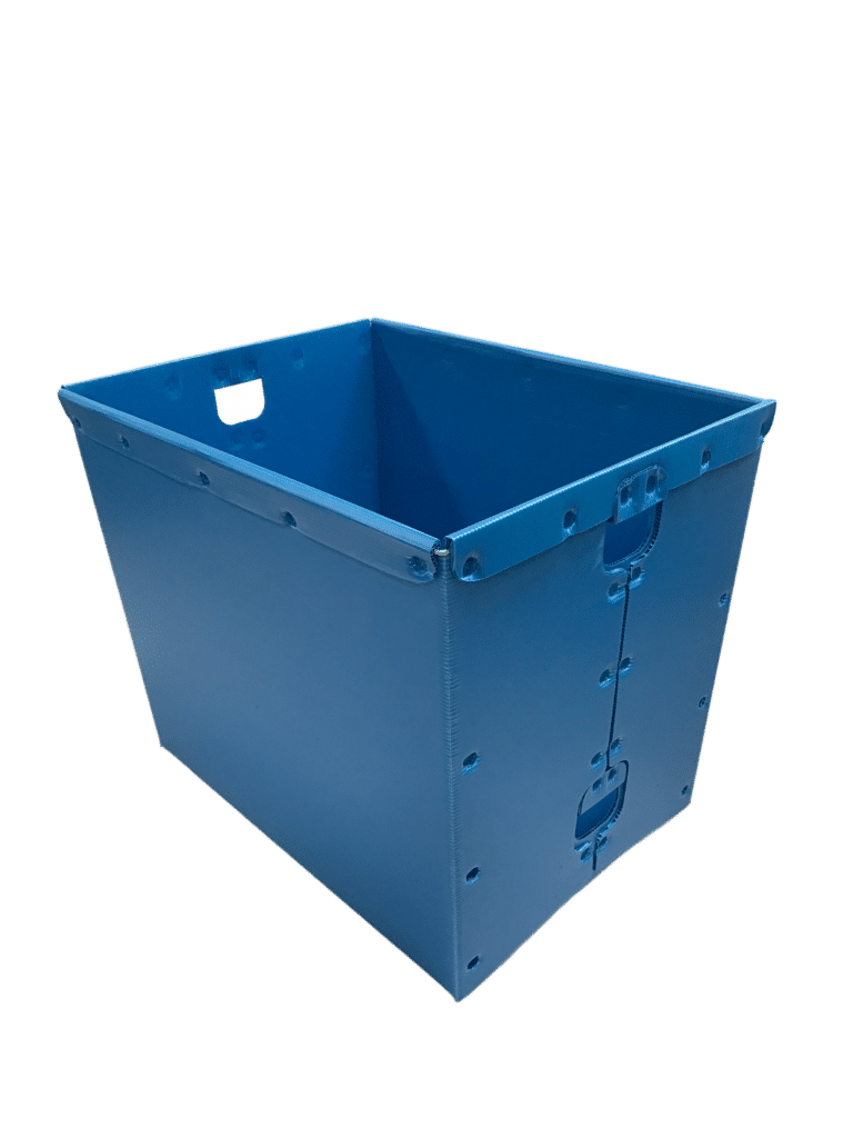 Durable blue storage bin, perfect for organizing and decluttering any space.