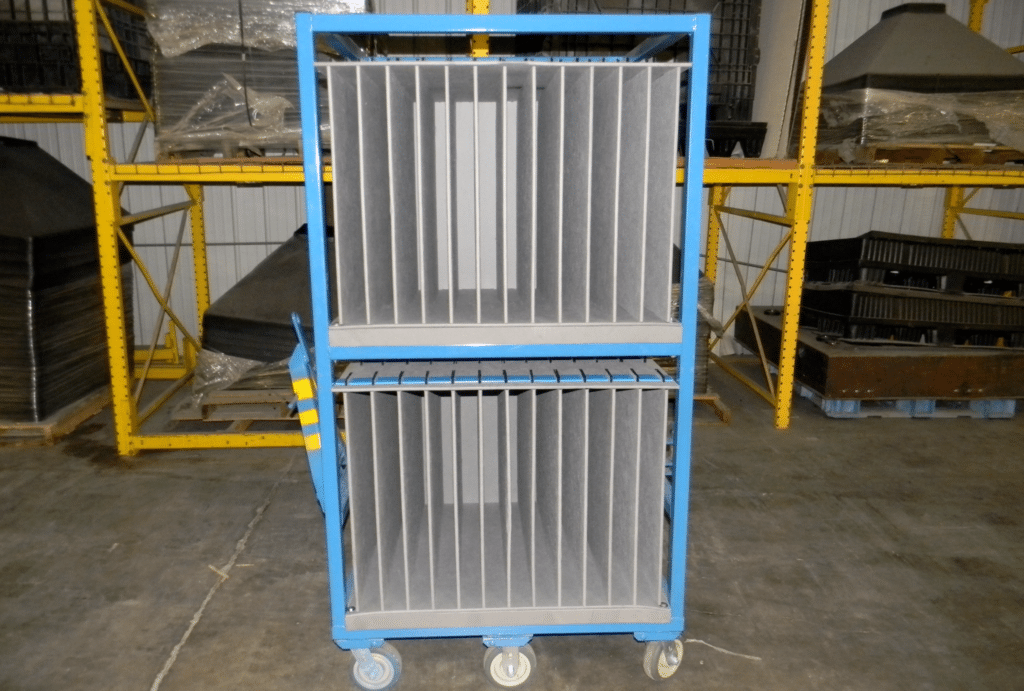Compact storage cart for organized workspace efficiency and easy mobility.
