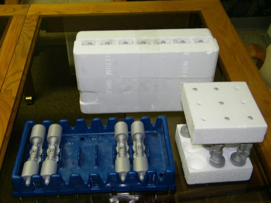 Protective foam packaging for safe shipping of fragile products.