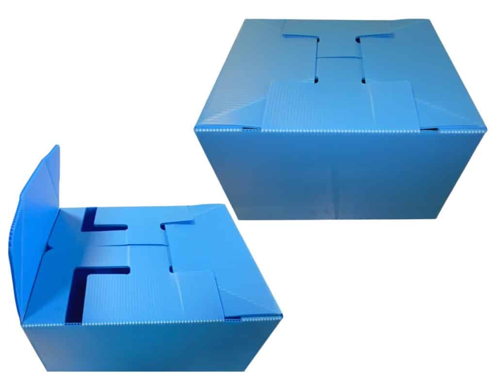 Blue folding box, perfect for storage and organization of various items.