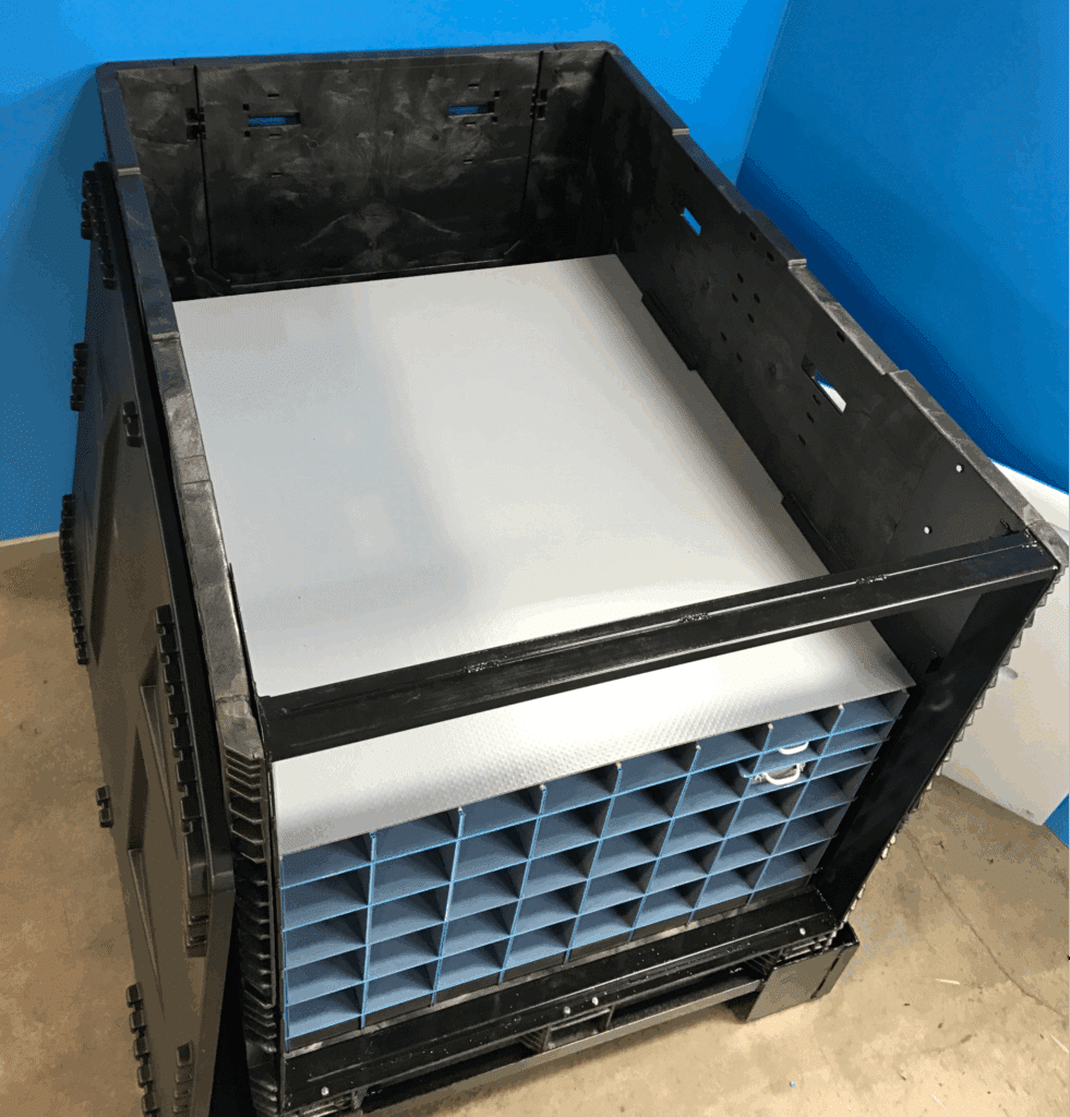 Stackable storage crate designed for efficient organization and space-saving storage solutions.