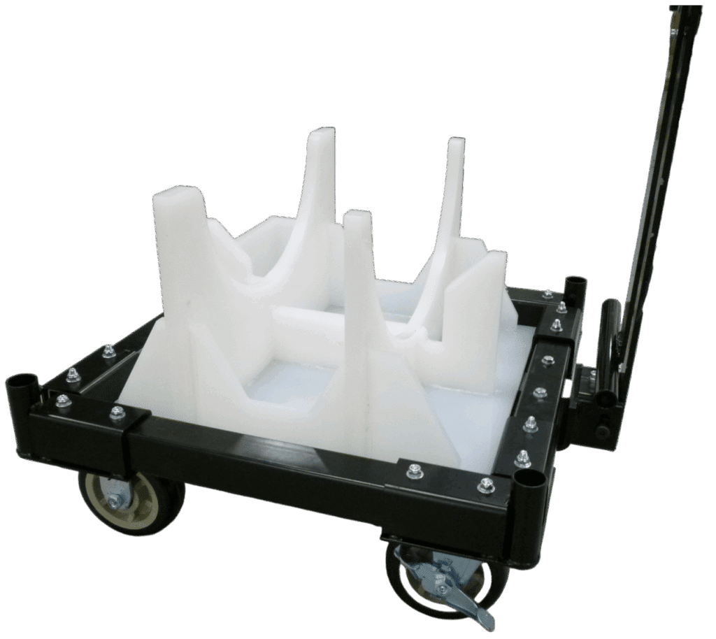 Durable white plastic carry cart with wheels for easy transport and storage solutions.