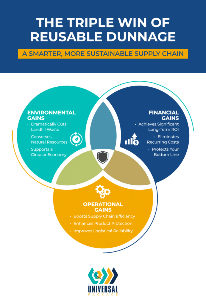 Reusable dunnage provides environmental, financial, and operational benefits for sustainable supply chains.