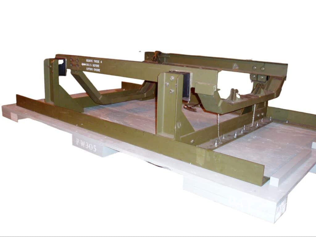 Military equipment base designed for secure and efficient transport of heavy gear.